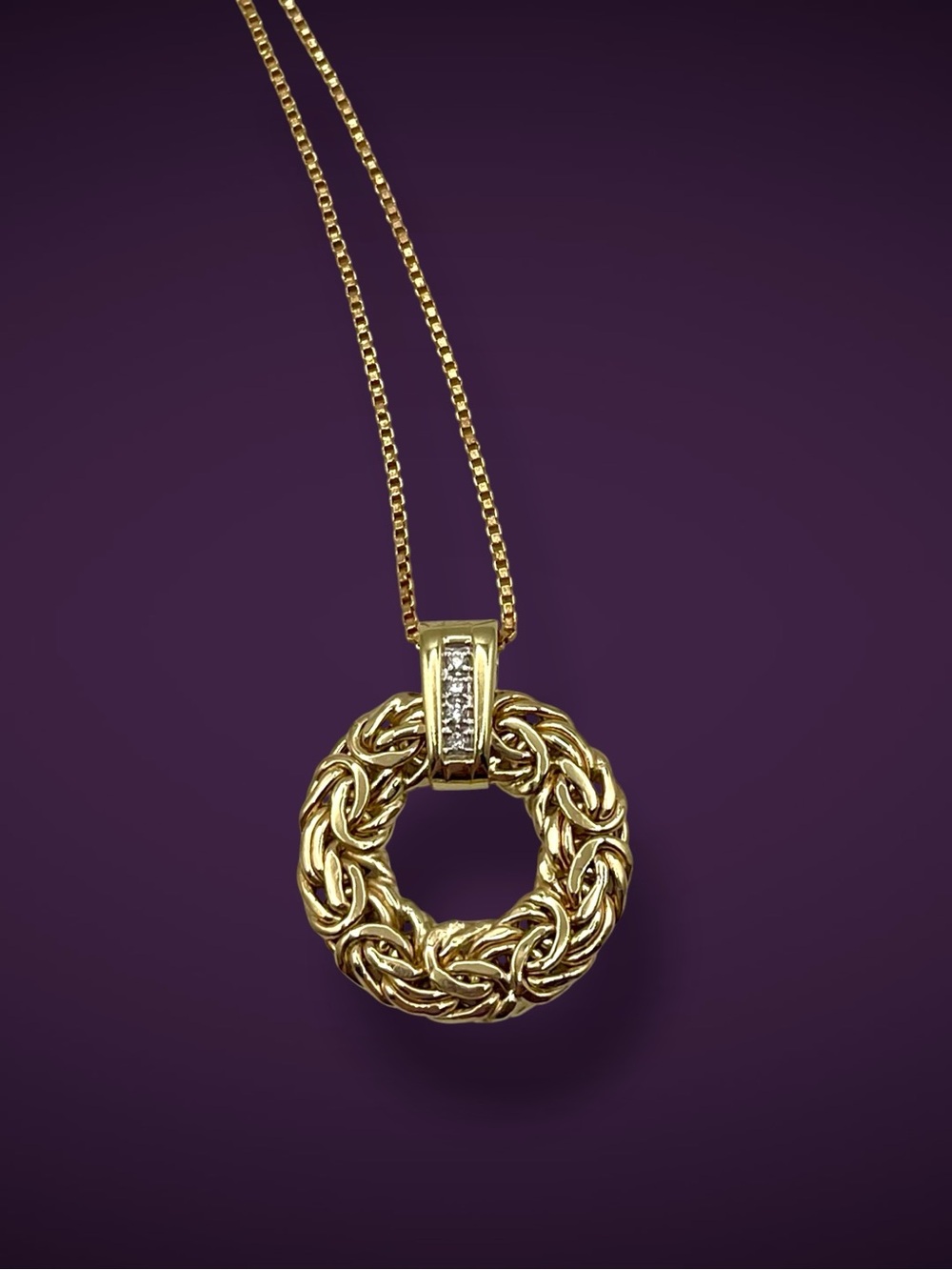 AK Atasay Kuyumculuk Turkey 14K Yellow Gold Byzantine Circle Pendant Necklace Es - Picture 6 of 16